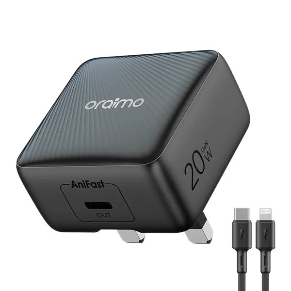 oraimo PowerCube 20 Chic 20W GaN Wall Charger Kit with Type-C to Type-C Cable